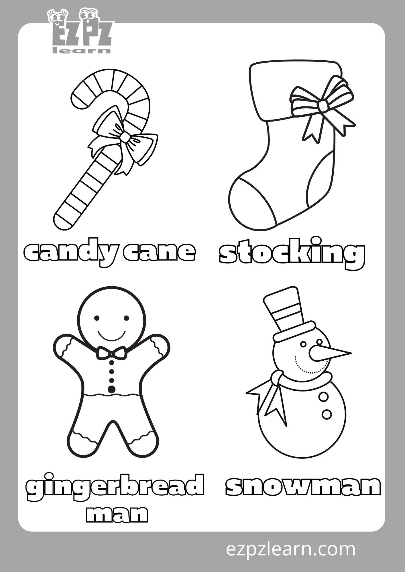 Christmas Coloring Candy Cane Stocking